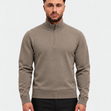 HALF ZIP KNIT | TAUPE