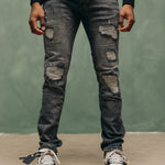 Force Deluxe Grey Jeans - grijze denim heren, vooraanzicht