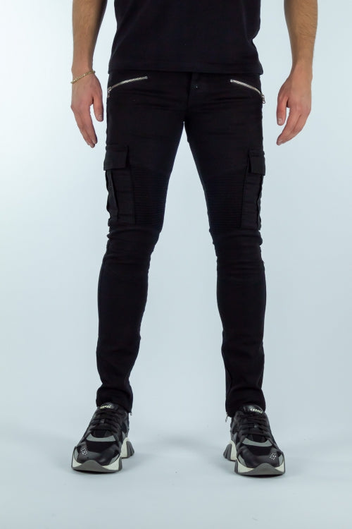 Martyr Black Jeans - zwarte heren jeans, detail pijp