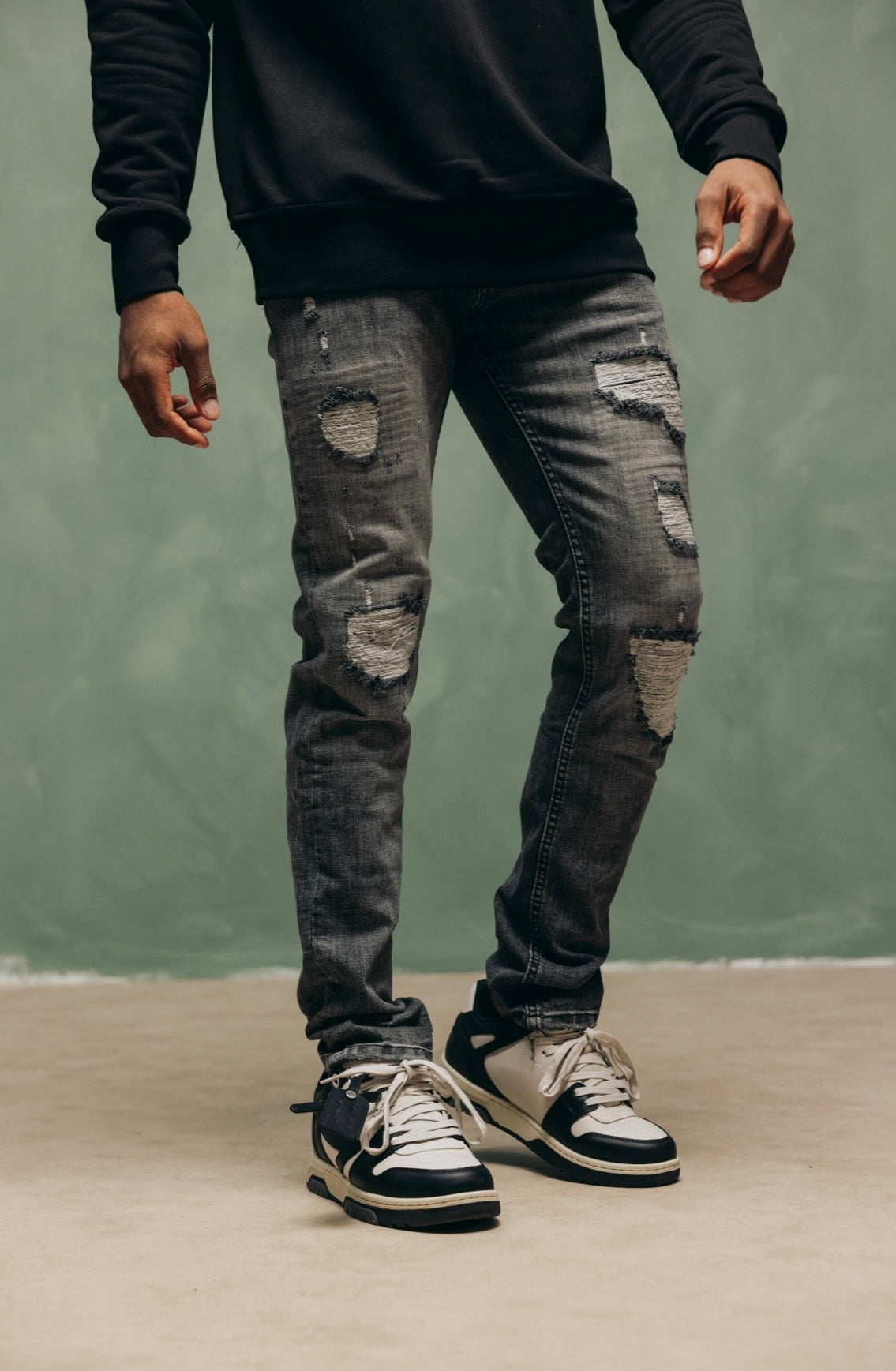 Force Deluxe Grey Jeans - grijze denim, achteraanzicht