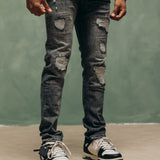 Force Deluxe Grey Jeans - grijze heren jeans, zijaanzicht