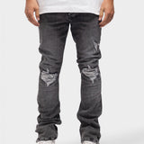 DISTRESSED FLARED JEANS