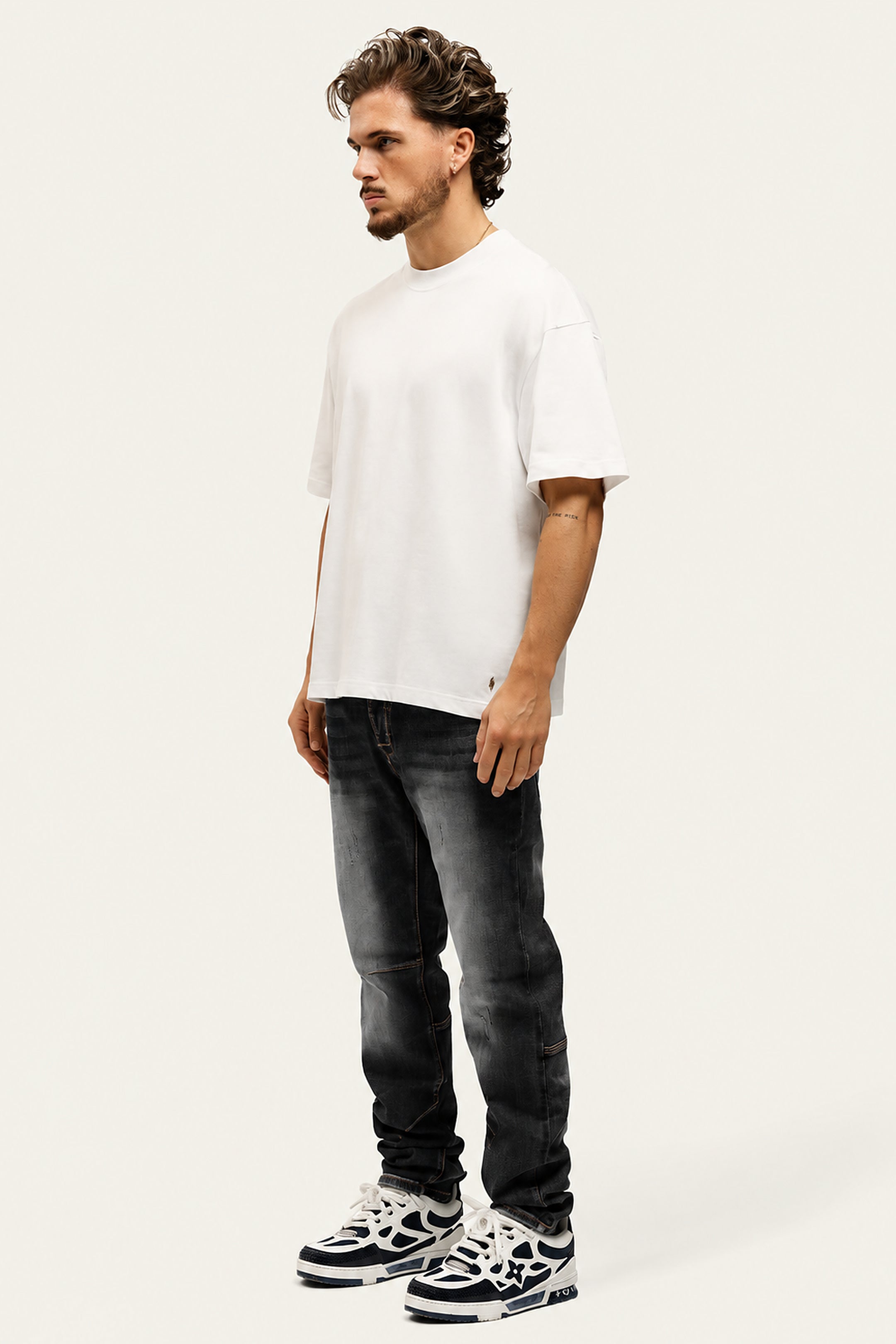 Bullet Dark Blue Baggy Jeans full look zijkant