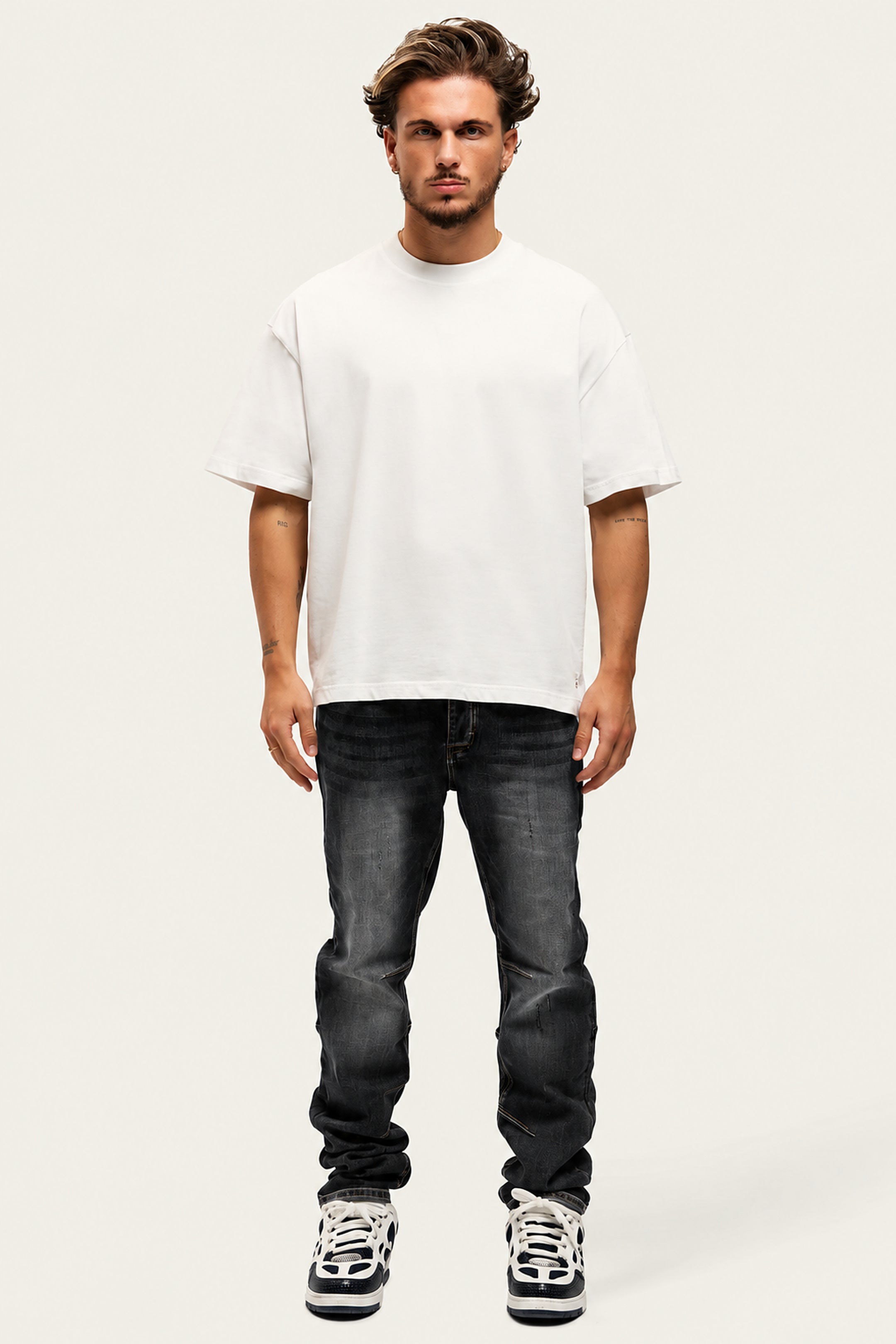 Bullet Dark Blue Baggy Jeans full look voorkant