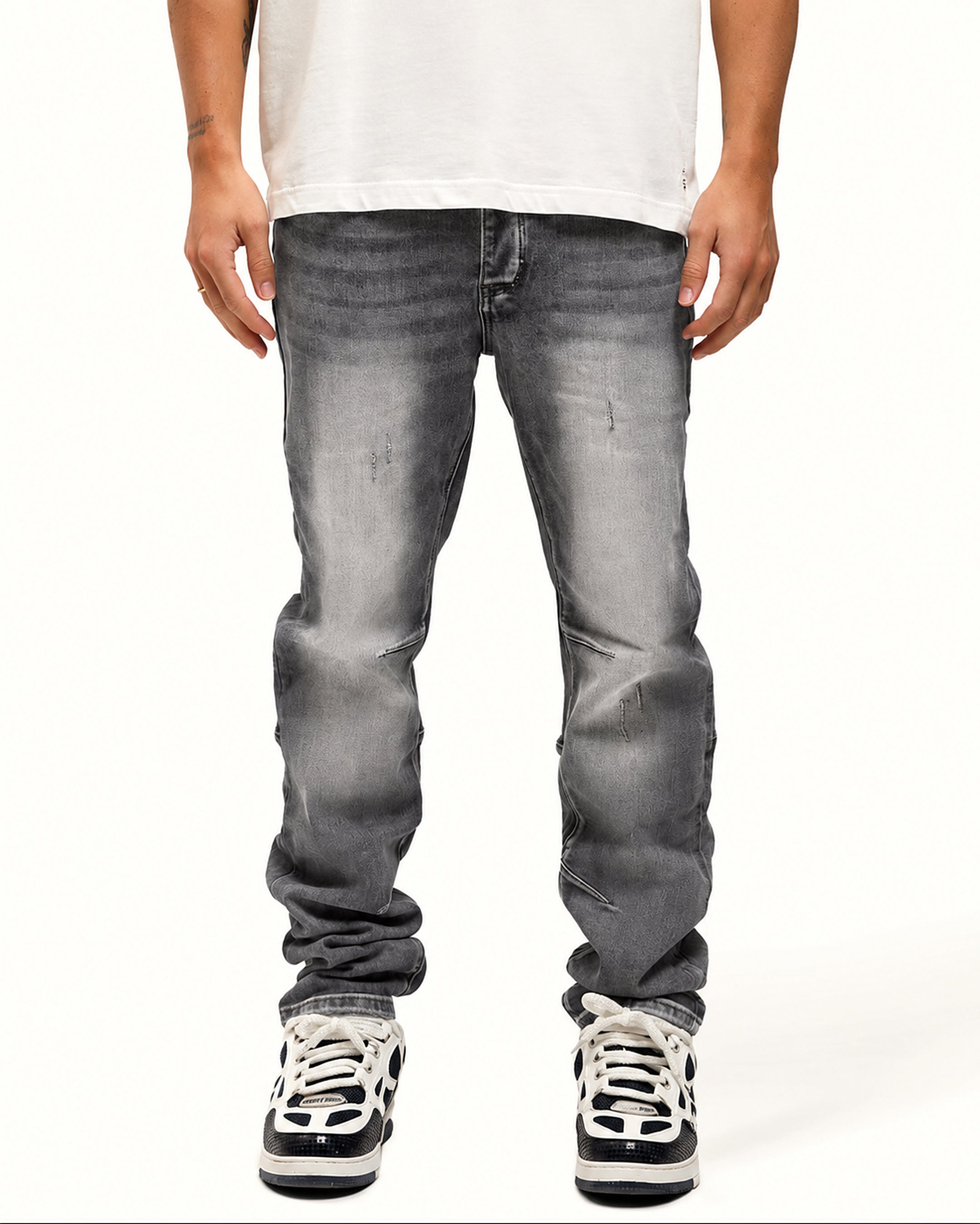 Bullet Washed Grey Baggy Jeans voorkant