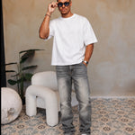 Bullet Washed Grey Baggy Jeans met wit RK Blank shirt