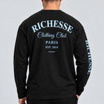 Zwart-lichtblauwe Club Longsleeve gedragen door Calvin, achterkant