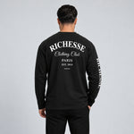 Zwart-witte Club Longsleeve gedragen door Calvin, achterkant