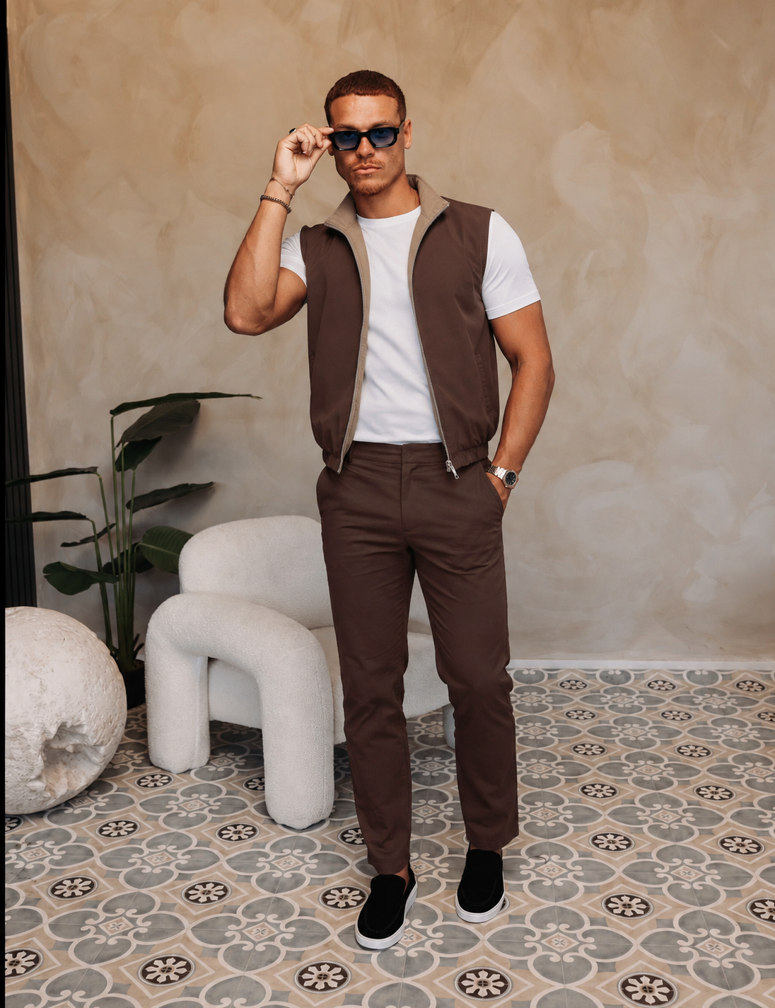 CORE BODYWARMER BEIGE BROWN — lifestylefoto