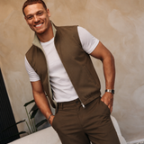 DELUXE DUBBELZIJDIGE BODYWARMER | BEIGE & BROWN — lifestylefoto