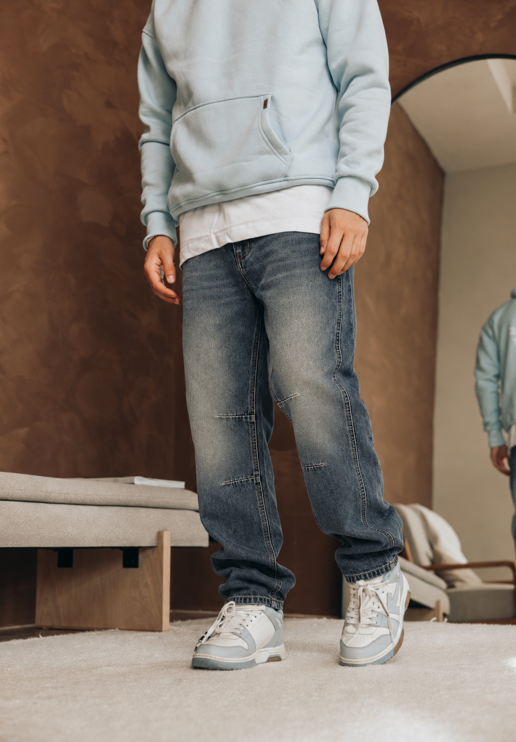 Edge Blue Baggy Jeans — modelfoto 8