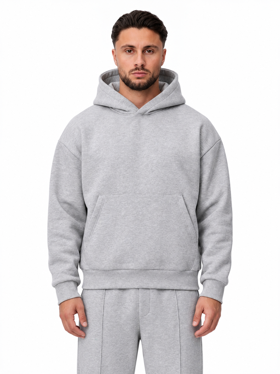 Essential Hoodie Light Grey, vooraanzicht