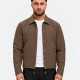 TORINO JACKET | BROWN — voorkant, model (183 cm) draagt maat L