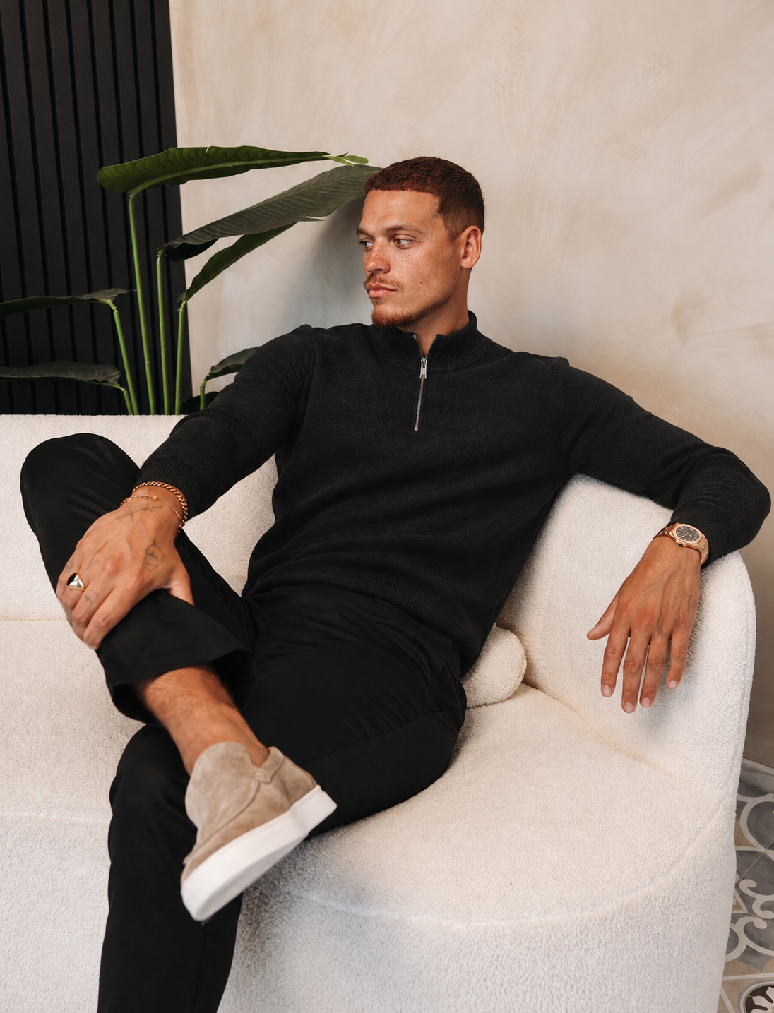 HALF ZIP KNIT | BLACK — lifestylefoto