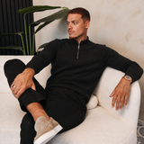 HALF ZIP KNIT | BLACK — lifestylefoto