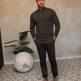 HALF ZIP KNIT | DARK BROWN — lifestylefoto