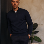 HALF ZIP KNIT | NAVY — lifestylefoto
