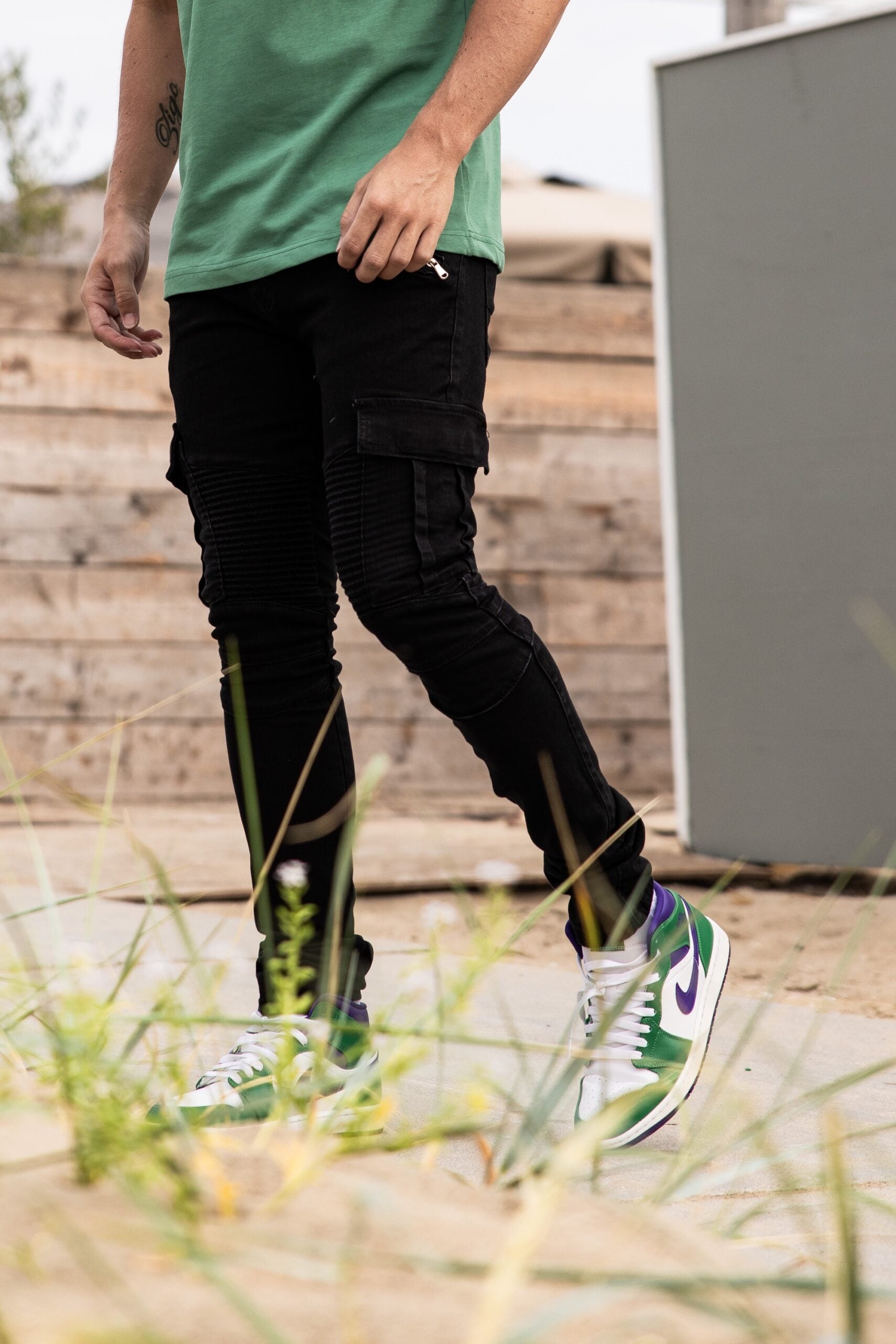 Martyr Black Jeans - zwarte denim heren, zijaanzicht