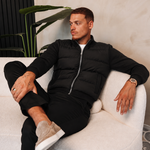 KNIT SLEEVE PUFFER JACKET | BLACK — lifestylefoto