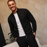 KNIT ZIP CARDIGAN | BLACK — lifestylefoto