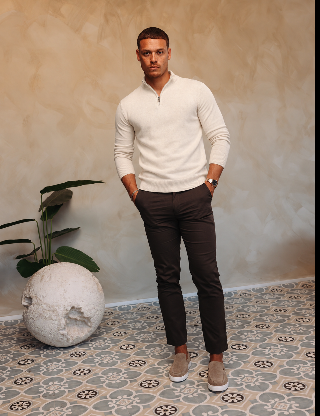 Knitted Zipper Soft Sand — lifestylefoto