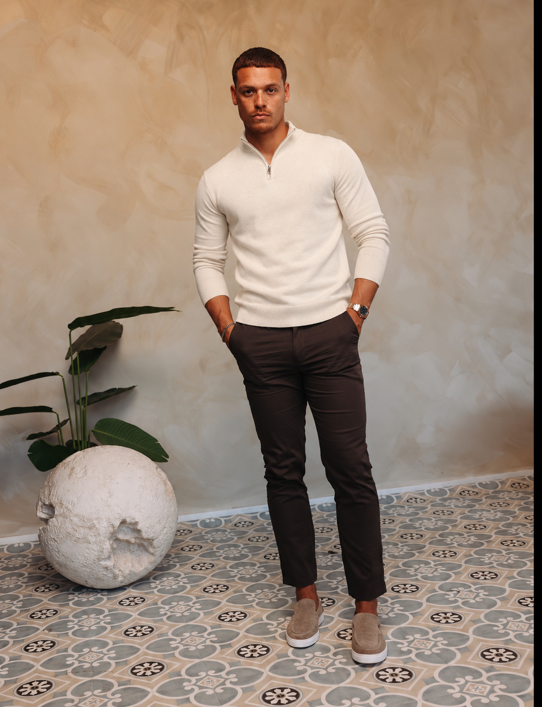 Knitted Zipper Soft Sand — lifestylefoto