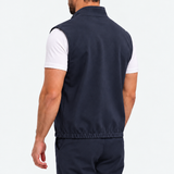 MONZA bodywarmer marineblauw – achterkant, complete set met bijpassende pants (studio)