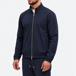 MONZA jacket marineblauw – schuin van voren, complete set met bijpassende pants (studio)