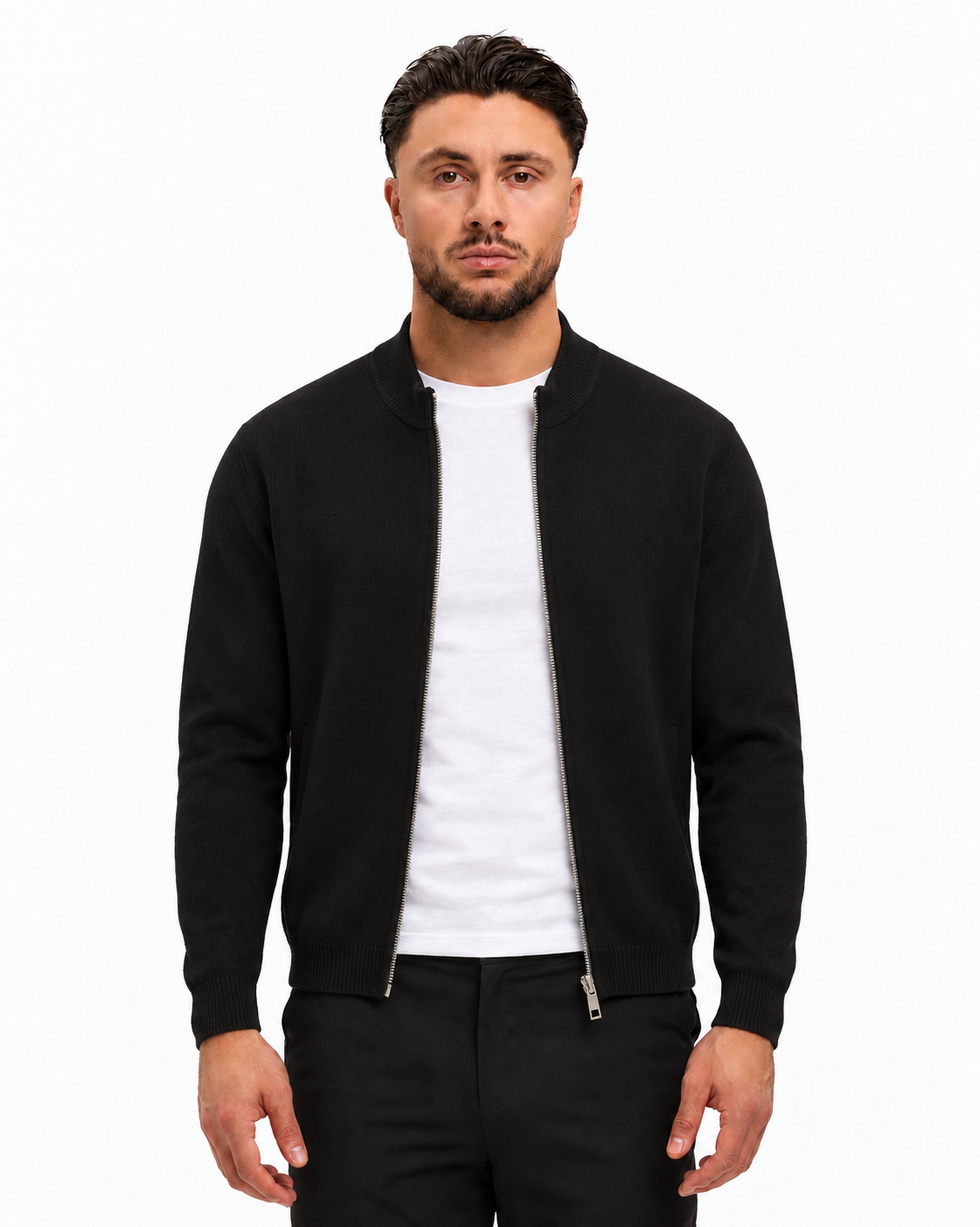RIVAS HEAVY ZIPPER VEST BLACK - studio voorkant