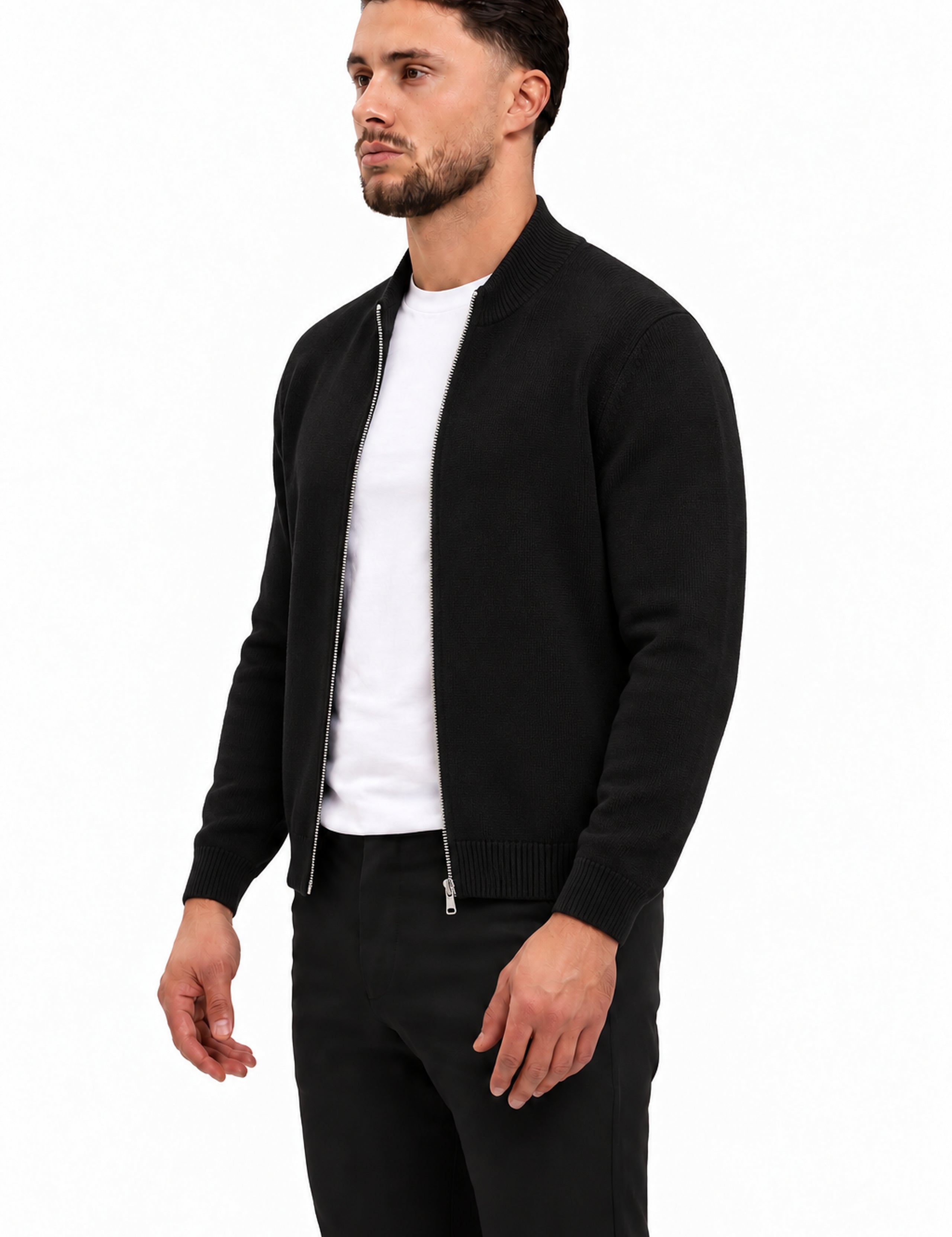 RIVAS HEAVY ZIPPER VEST BLACK - studio zijkant