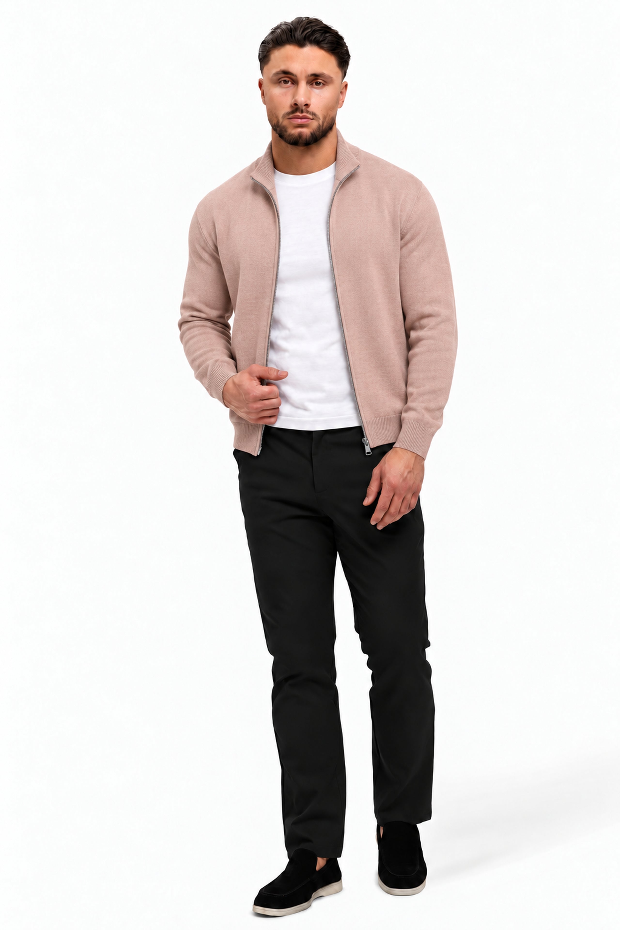 RIVAS HEAVY ZIPPER VEST CREME - studio full-body