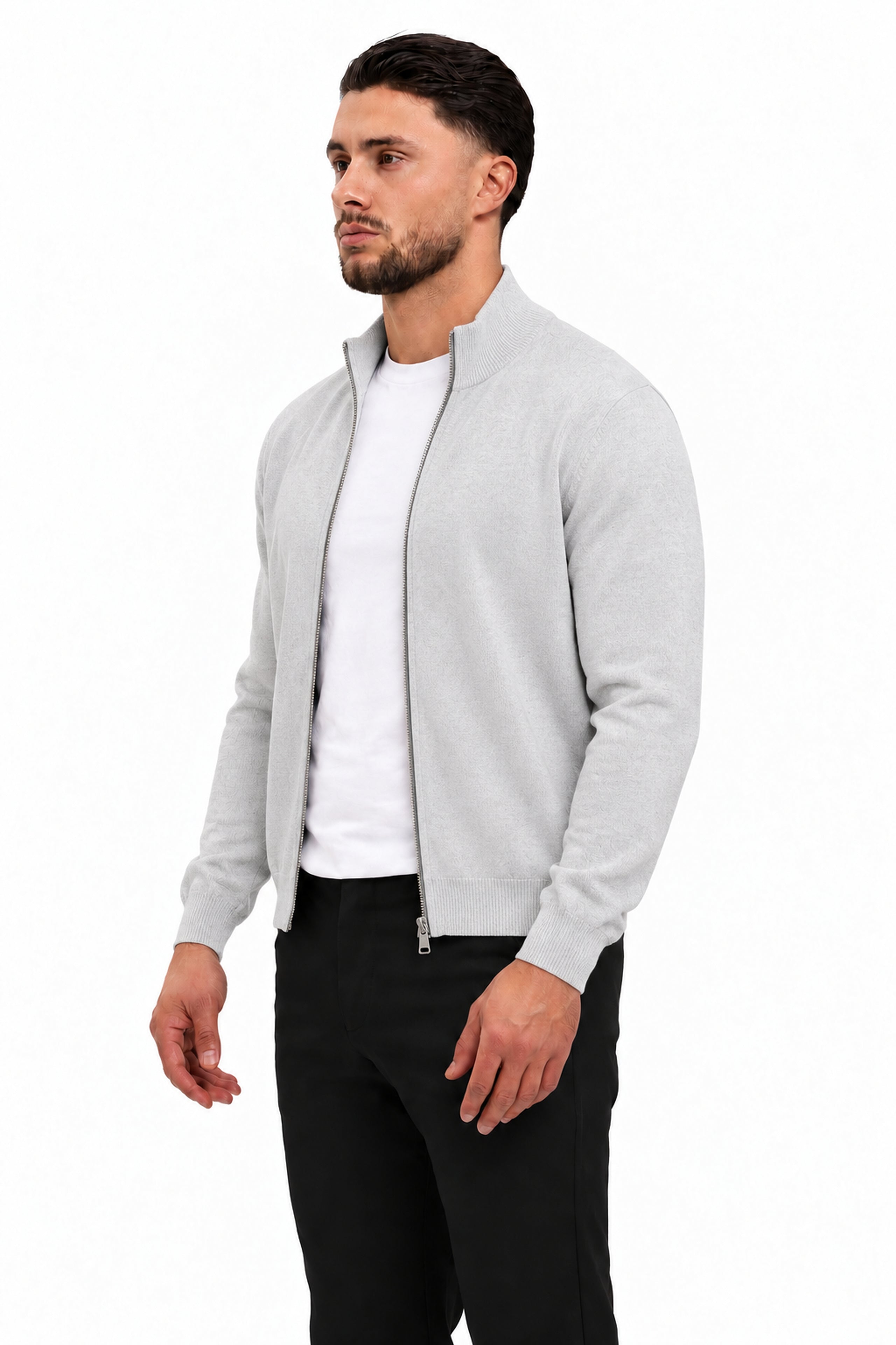 RIVAS HEAVY ZIPPER VEST GREY - studio zijkant