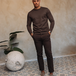 SHINY ESSENTIAL LONGSLEEVE DEEP BROWN — lifestylefoto