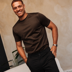 SHINY ESSENTIAL SHIRT DEEP BROWN — lifestylefoto