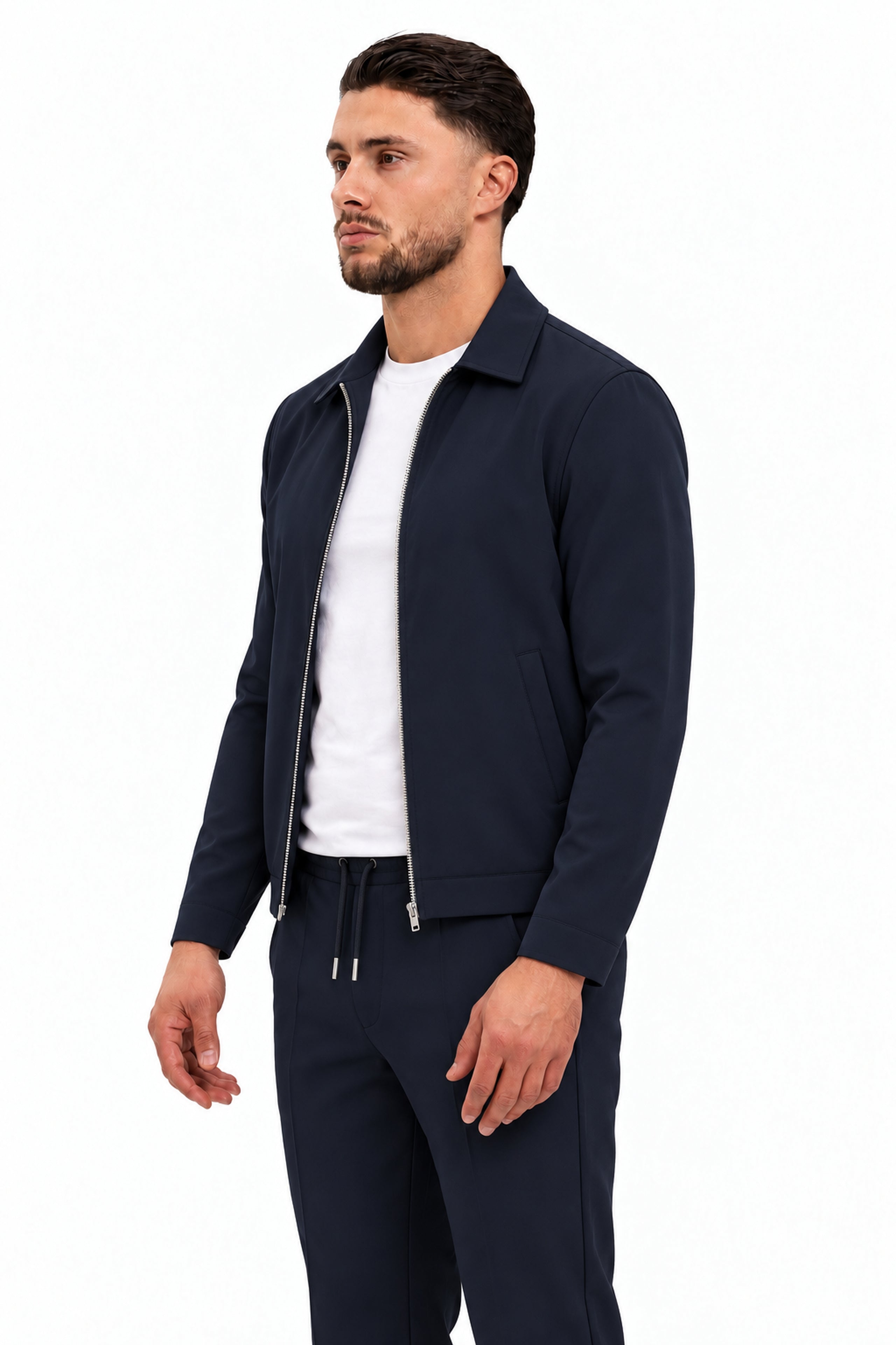 TECH SUIT NAVY - studio zijkant