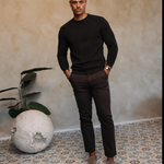 WAFFLE KNIT SWEATER | BLACK — lifestylefoto