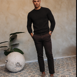 WAFFLE KNIT SWEATER | BLACK — lifestylefoto