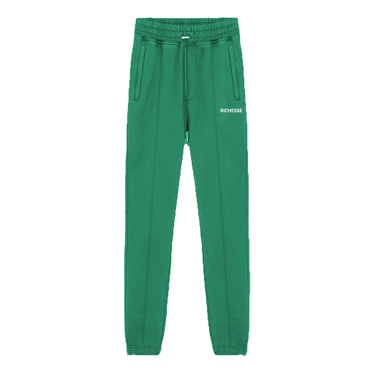 Jogger Groen - groene heren joggingbroek, detail taille en koord
